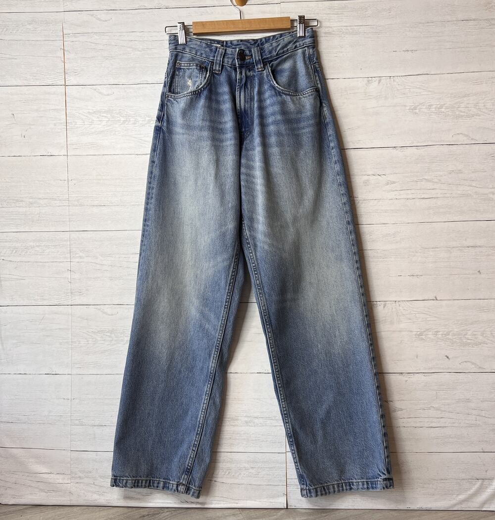 Zara Jeans Womens Size 28 Medium Wash Ultra High Rise Wide Leg Cotton Blend